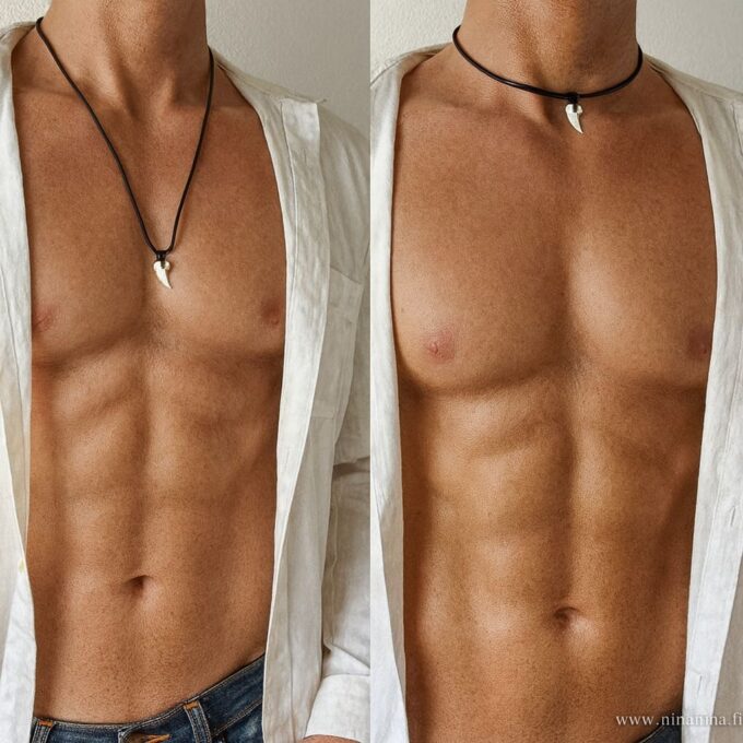 N2438 Collier dent de requin véritable cordon cuir Ajustable Mixte -Bijoux Colliers ethniques en ligne Ninanina