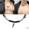 N2456 Collier plume homme sur cordon cuir ajustable - Bijoux Colliers en ligne Ninanina