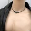 N2456b Collier plume homme sur cordon cuir ajustable - Bijoux Colliers en ligne Ninanina