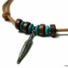 N2456tera collier cordon cuir homme et plume