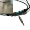 N2456terd collier cordon cuir homme et plume