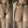N2458a Collier cordon cuir homme ajustable perles bois - Bijoux Colliers en ligne Ninanina
