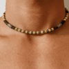N2464bisD Collier en perle de bois pour homme marron et blanches – Bijoux Colliers Hommes en ligne Ninanina