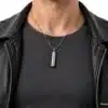 N2466b Collier message secret personnalisé homme Acier inoxydable – Bijoux Colliers hommes en ligne Ninanina