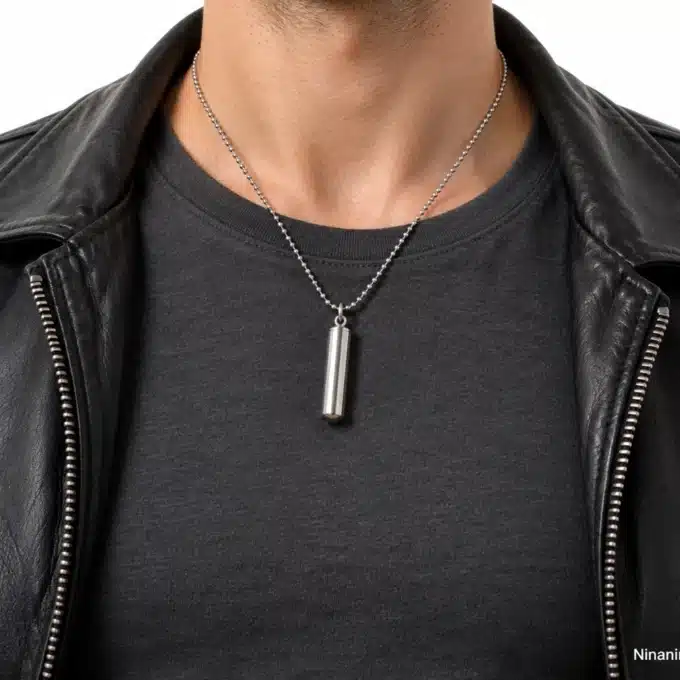 N2466b Collier message secret personnalisé homme Acier inoxydable – Bijoux Colliers hommes en ligne Ninanina