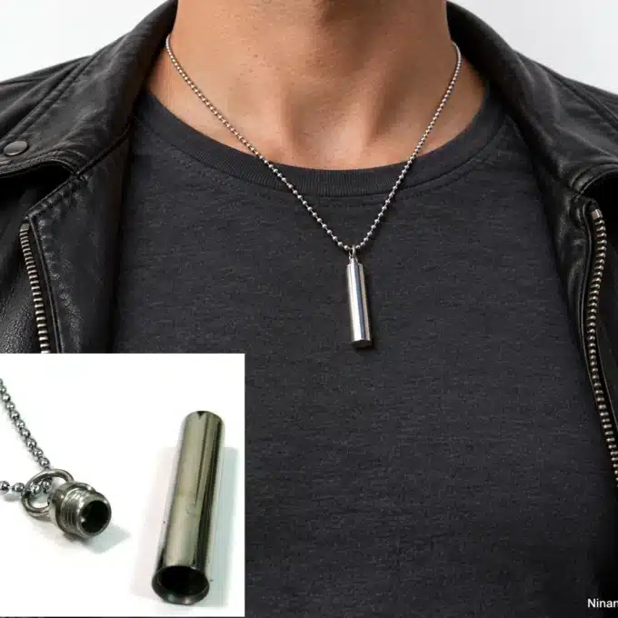 N2466c Collier message secret personnalisé homme Acier inoxydable – Bijoux Colliers hommes en ligne Ninanina