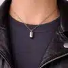 N2472b Pendentif Pilulier Acier Inoxydable Argenté - Collier Homme Artisanal - Bijoux Colliers hommes en ligne Ninanina