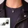 N2472c Pendentif Pilulier Acier Inoxydable Argenté - Collier Homme Artisanal - Bijoux Colliers hommes en ligne Ninanina