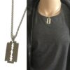 N2480 Collier homme lame de rasoir pendentif Acier argenté - Bijoux Colliers en ligne Ninanina