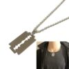 N2480a Collier homme lame de rasoir pendentif Acier argenté - Bijoux Colliers en ligne Ninanina