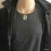 N2480b Collier homme lame de rasoir pendentif Acier argenté - Bijoux Colliers en ligne Ninanina