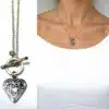 N2498 Collier Chaine coeur Argent 925 massif martelé - Bijoux colliers femmes en ligne Ninanina