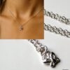 N2499c Collier papillon petit pendentif Argent 925 massif sur fine chaine - Bijoux Colliers fins en ligne Ninanina