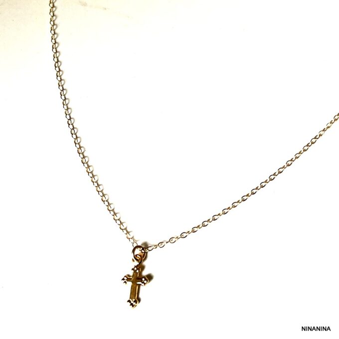 N2507a Collier Croix Plaqué Or Minimaliste Pour Femme - Bijoux Colliers Femmes en ligne Ninanina