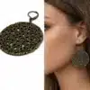 N2546c Boucles D'Oreilles Bronze Artisanales - Pendentif Rond Filigrané Vintage Pour Femme - Bijoux Boucles d'oreille femmes en ligne Ninanina