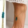 N2549 Bracelet de pied Swarovski doré - Chaine de pieds artisanale plaqué or cristal mauve ou bleu turquoise - Bijoux de pieds en ligne Ninanina