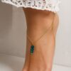 N2549a Bracelet de pied Swarovski doré - Chaine de pieds artisanale plaqué or cristal mauve ou bleu turquoise - Bijoux de pieds en ligne Ninanina