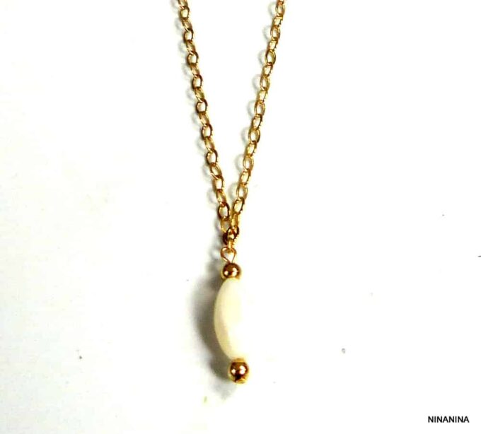 N2554tere Chaine de taille de ventre or plaqué goutte nacre