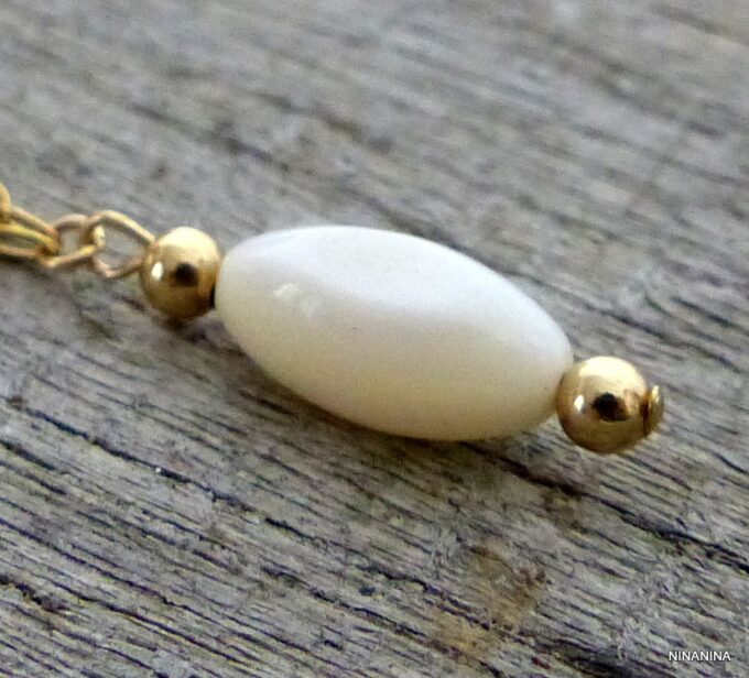 N2554terg Chaine de taille de ventre or plaqué goutte nacre