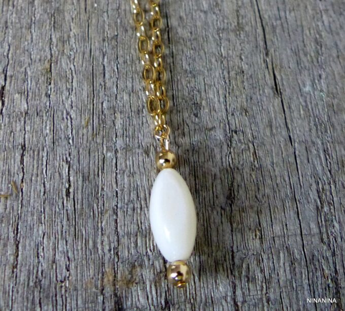 N2554terj Chaine de taille de ventre or plaqué goutte nacre