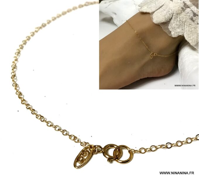 N2557a Bracelet cheville doré Plaqué Or gold filled 14 carats femme - Bijoux Chaines en ligne Ninanina