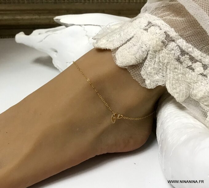 N2557b Bracelet cheville doré Plaqué Or gold filled 14 carats femme - Bijoux Chaines en ligne Ninanina
