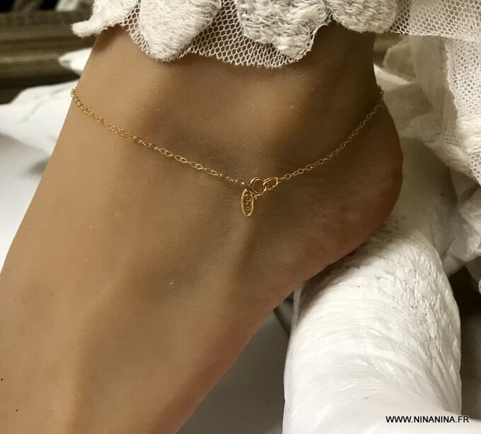 N2557c Bracelet cheville doré Plaqué Or gold filled 14 carats femme - Bijoux Chaines en ligne Ninanina