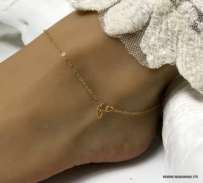 N2557e Bracelet cheville doré Plaqué Or gold filled 14 carats femme - Bijoux Chaines en ligne Ninanina