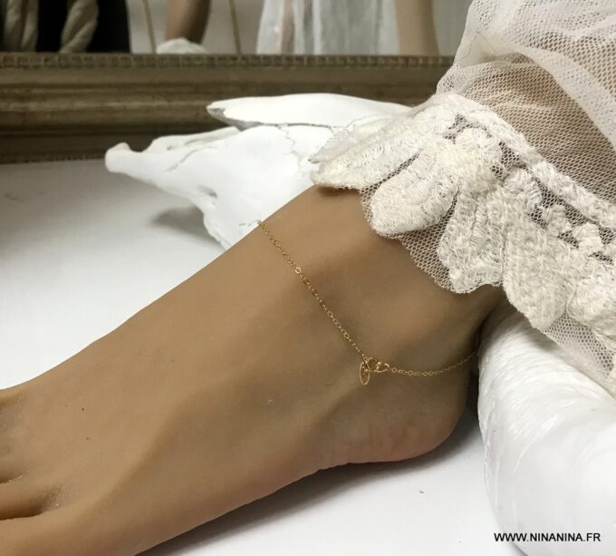 N2557f Bracelet cheville doré Plaqué Or gold filled 14 carats femme - Bijoux Chaines en ligne Ninanina