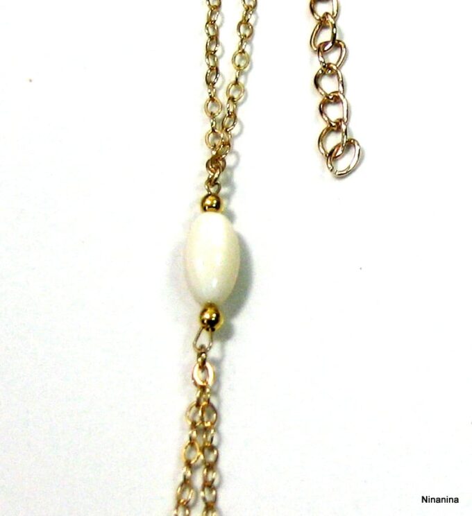 N2558tera bijou de pied plaqué or et nacre