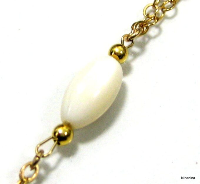 N2558terf bijou de pied plaqué or et nacre