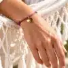 N2565 Bracelet cuir coeur Argent 925 massif Plaqué Or 24 carats femme - Bijoux bracelets femmes en ligne Ninanina
