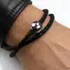 N2572 Bracelet cuir noir tressé homme fermoir boule aimanté - Bijoux bracelets hommes en ligne Ninanina