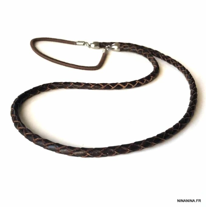 N2582a Headband Cuir Tressé femme marron boheme chic - Accessoires Bijoux de tete en ligne Ninanina