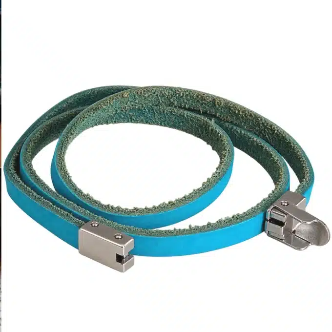 N2590a Bracelet 3 tours cuir turquoise fermoir acier inoxydable argenté - Bijoux bracelets hommes en ligne Ninanina