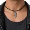 N2632 Collier homme pendentif Portugal Acier Inoxydable cordon cuir - Bijoux colliers hommes en ligne Ninanina
