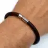 N2688b Bracelet homme cuir artisanal fermoir acier inoxydable - Bijoux bracelets hommes en ligne Ninanina