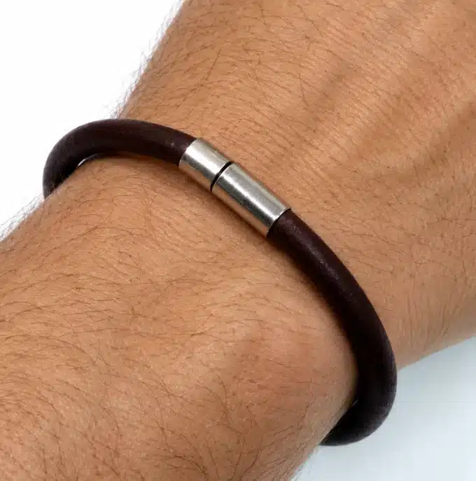 N2688b Bracelet homme cuir artisanal fermoir acier inoxydable - Bijoux bracelets hommes en ligne Ninanina