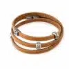 N2708d Bracelet homme cuir 3 tours artisanal breloques argentées - Bijoux bracelets hommes en ligne Ninanina