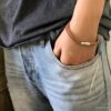 N2713a Bracelet cuir et acier homme ou femme 4 rangs - Bijoux Bracelets en ligne Ninanina