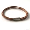 N2713d Bracelet cuir et acier homme ou femme 4 rangs - Bijoux Bracelets en ligne Ninanina
