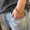N2713i Bracelet cuir et acier homme ou femme 4 rangs - Bijoux Bracelets en ligne Ninanina