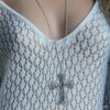 N2741a Sautoir Croix Grand Pendentif Strass Et Long Collier Femme - Bijoux Colliers femmes en ligne Ninanina Sautoir femme avec croix ornée de strass et collier long fait main porté - Accessoire chic et unique par Ninanina