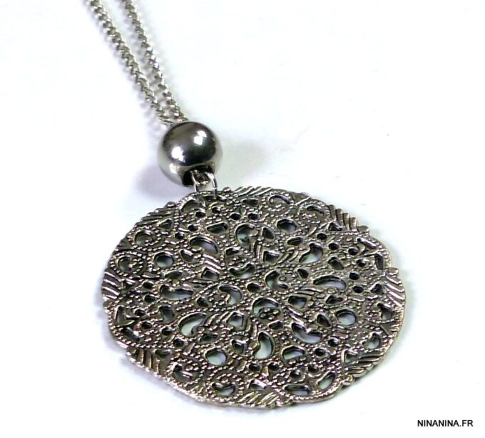 N274tera collier long sautoir acier inoxydable