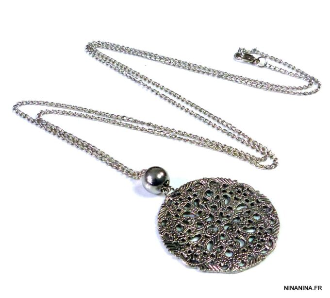 N274terd collier long sautoir acier inoxydable