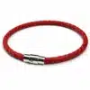 N2755 Bracelet Rouge Homme Cuir Tressé Artisanal - Fermoir Aimanté Acier inoxydable - Bijoux bracelets hommes en ligne Ninanina