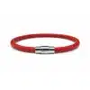 N2755d Bracelet Rouge Homme Cuir Tressé Artisanal - Fermoir Aimanté Acier inoxydable - Bijoux bracelets hommes en ligne Ninanina