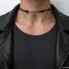 N2764 Collier pendentif Croix Argent 925 massif cordon cuir réglable - Bijoux colliers hommes en ligne Ninanina