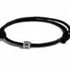 N2776a Bracelet homme perle tube Argent 925 cordon cuir réglable - Bijoux bracelets hommes en ligne Ninanina