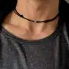 N2777e Collier cordon cuir ras de cou noir ajustable perle tube Argent 925 – Bijoux Colliers cordons en ligne Ninanina